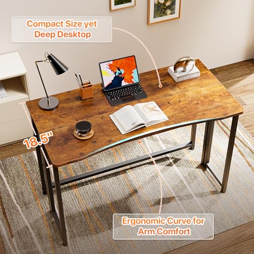 Huuger Folding Desk with Storage Shelf, 39.3 Inch Foldable Computer Table for Small Spaces, Space Saving Sofa Table for Couch, Writing Work Office Computer Desk, Easy to Fold, Rustic Brown - color: Rustic Brown, size: 18.5"D x 39.4"W