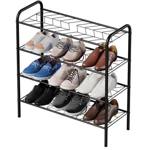 Shoe Rack,Long Shoe Organizer for Closet,Wide Shoe Storage for Entryway, 4 Tier Sturdy Metal Free Standing Shoe Shelf - size: 4-tier