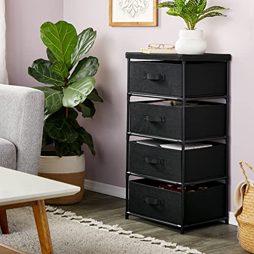 Juvale 4-Tier Fabric Dresser for Closet - 16.5 x 13 x 33 in, Black - Storage Cabinet with Drawers, Closet Drawers & Bedroom Storage - color: Black