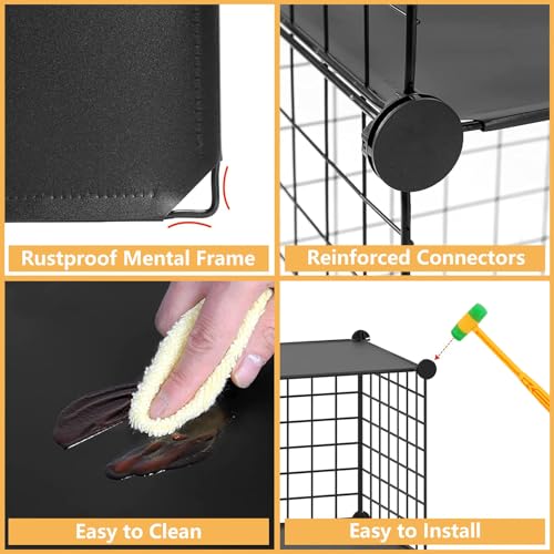 HUBSON Wire Cube Storage Organizer, Book/Toy/Craft/Potted Plants and petCloset Organizers and Storage Shelves, 9-Cube Freely Combinable Metal Grids Storage Shelf,Black Plus Iron - color: Black Plus Iron, size: 9 Cubes