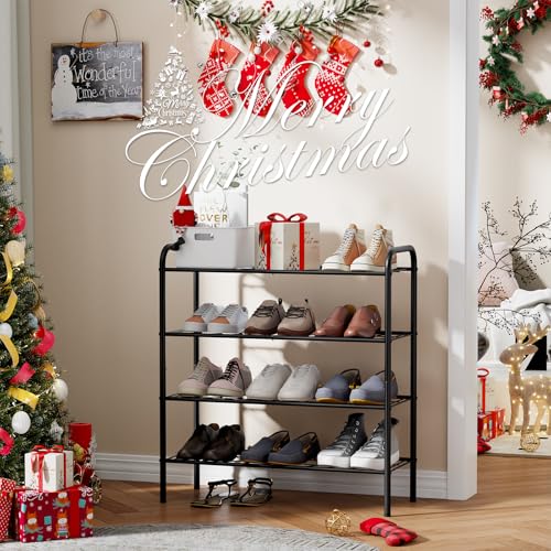 Shoe Rack,Long Shoe Organizer for Closet,Wide Shoe Storage for Entryway, 4 Tier Sturdy Metal Free Standing Shoe Shelf - size: 4-tier-short