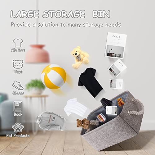 TheWarmHome Storage Bins - 3PCS Fabric Storage Baskets for Organizing Shelves | Large Basket Closet Organizer for Home Shelf Dog Laundry Organization | Collapsible Storage Cubes W/Handles - color: Grey, size: 3PCS/Large - 15.7Lx11.8Wx8.3H