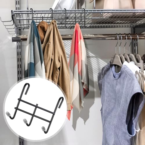 Teenyyou 6 Pack 3 Hook Attachment for Wire Shelving 3.75" l x 1.625" d x 3.25" h Wire Shelving Hooks Accessories Steel Hanging Rack Metal for Storage Organizer(Black) - color: Black