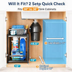 iSPECLE Under Kitchen Sink Organizer - 2 Tier Pull Out Under Sink Storage for Centered Garbage Disposal, Reach Back Items Easily Adjustable Shelf Height Heavy Duty H-Frame for Bathroom Sink Bases