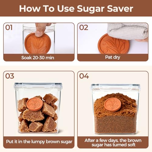 ComSaf Brown Sugar Container Set of 2 (2.5L/2.6Qt), Airtight Food Storage Containers with Lids and Terra Cotta Brown Sugar Saver, Plastic Canisters Sets for Kitchen, Pantry Organizer for Flour, Baking - size: 2.6Qt-Square