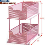 Simple Houseware 2 Tier Sliding Cabinet Basket Organizer Drawer, Pink - color: Pink, size: 1-Pack
