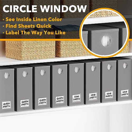 SpaceAid 10 Pack Bed Sheet Organizers and Storage, Foldable Sheet Organizer for Linen Closet, Sheets Set Folder Keeper with Window XL (Queen & King Size) Organizing Bedding Container, Gray - color: Gray, size: 10 Pack