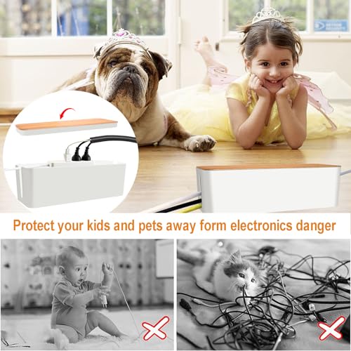 YUANYE Cable Management Box Cable Management Kit for Power Strip to Hide Wires,Cord Organizer Boxes,Safe ABS Material Wire Organizer of Cable Clips Sleeve for Home & Office,3Pack-128PCS/White - color: White