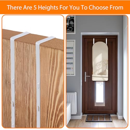 Ptwola 2 PCS Over The Door Mirror Hanger Adjustable Door Mirror Hanger Set Five Hole Over-The-Door Mirrors Hook Doors Brackets Perfect Height White Mirrors Doors Hangers with 2 Iron Filings