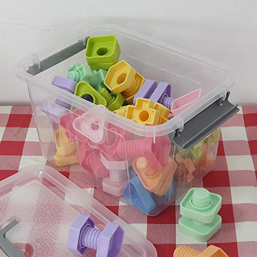 Jekiyo Clear Plastic Storage Bin, 6 Quart Latching Box Container with Lid, 4 Packs - size: 6 Quart