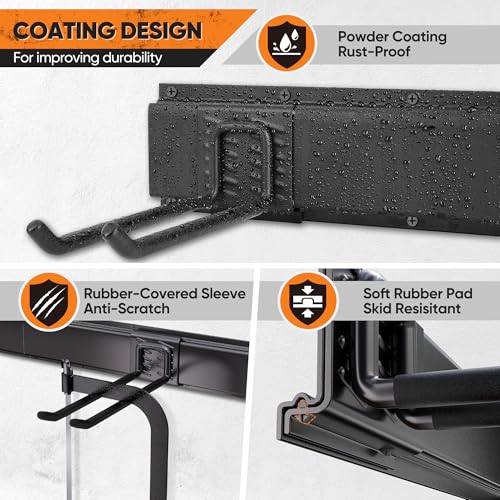 Garden Tool Organizer Wall Mount, 48 inches Tool Storage Rack with Adjustable Hooks, 600lbs Adjustable Heavy Duty Metal Hooks, Yard Shed Rack Holder System Hanging Rake Broom Mop, Father's day gifts - size: 48"