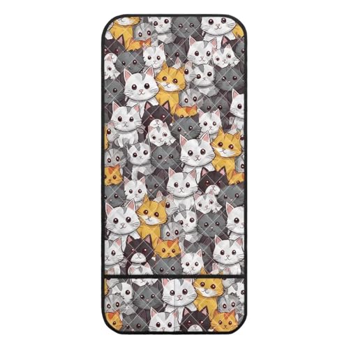 Cartoon Cat Print Armrest Cover for Sofa Diamond Pattern Couch Arm Protector with 2 Pockets Anti-Slip Armchair Slipcovers for Dogs Cats Pet Loveseat Arm Covers - color: Cartoon Cat