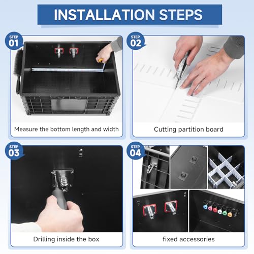 Wash and Garage Organizer Box, Foldable Plastic Crates for Foam Cannon with 1/4 Inch Quick Connector, Large Detail Car Care Box, Trunk Organizer for SUVS Sedans