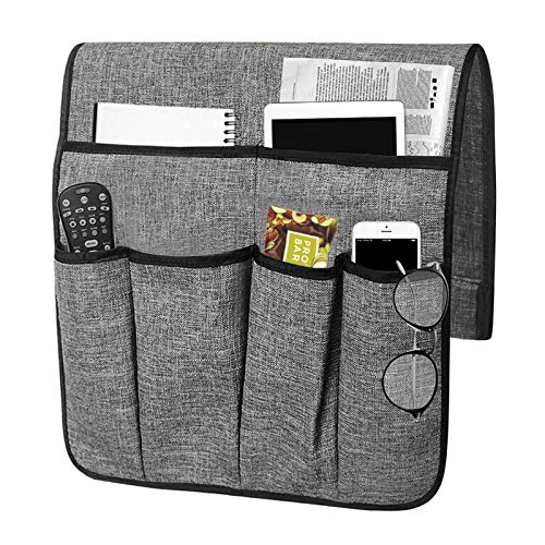Sofa Armrest Storage Bag, Armchair Side Caddy Hanging Pouch Organizer, 14-Pocket Waterproof Durable Storage Bag, Suitable for Tablets, Phones, Books, Magazine, TV Remote Control (1#Gray) - color: 1#Gray
