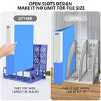 SAYEEC Magazine File Holders 3 Compartment Binder Stand Gray Magazine Storage Folder Desktop File Bookshelf Organizer Office Book Holder Rack for Office Home School - color: 3 Compartments - Gray