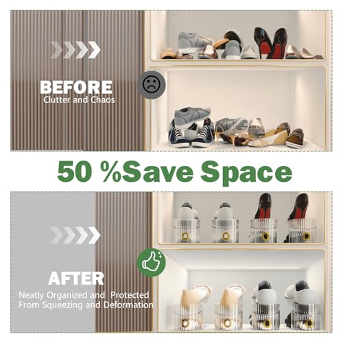 Adjustable Slot Organizer for Pairs of Shoes, Space Saver, Double Deck Riser Rack, Closet Organizer (Clear, 20 Pack) - size: 20 Pack