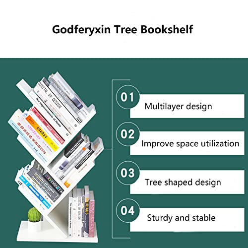 Godferyxin Small Bookcase for Desk Decor, 5-Tier White Wood Small Bookshelf – Compact Corner Mini Bookcase for Bedroom, Office, or Apartment, Holds Books, CDs, and Decor Book Tree Bookshelf - color: 5-tier-white