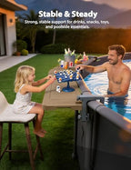 POOLHACKER Poolside Bar Extended for Above-Ground Round Pools, Original Swim-Up Bar Table, Foldable Patio Poolside Table, Weather-Resistant Stable Tabletop, Easy Maintenance, Brown - color: Extended Brown