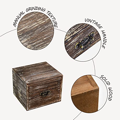Office Desk Organizer with Drawers Dark Brown Vintage Square Wood Desktop Storage Box Workspace School Supplies Farmhouse Kitchen Countertop Makeup Storage bins for Home Toiletries Supplies Vanity…… - color: Dark Brown Style B Square