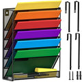 MINDEPOT 7-Tier Wall Hanging File Organizer Cubicle Hanging Organizer Mount File Holder, Mesh Magazine Document Mail Organizer Wall Organizer for Office School Home, Black - size: 7Tier