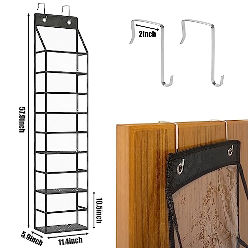 5-Shelf Over The Door Pantry Organizer with Clear Pockets, Heavy Duty Hanging Storage for Closet, Bedroom, Bathroom, and Nursery (Black, Holds up to 28 lbs) - color: Black