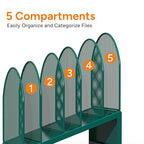 5-Section Desk File Organizer, Metal Mesh Folder Organizer for Documents, Mail & Office Papers (Green) - color: Green