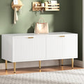 Garvee Shoe Storage Bench for Entryway, Modern Fluted Shoe Cabinet with Storage, Compact Wooden Mudroom Bench for Hallway, Foyer, Entrance, Front Door, White