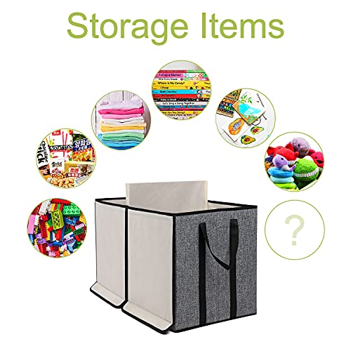 YOLOXO Large Kids Toy Box Chest Storage organizer with Double Flip-Top Lid - Collapsible Sturdy Toy Organizers And Storage Bins With Big Handles For Nursery, Playroom, 26.8"x13.8"x16"(Grey) - color: Dark Grey
