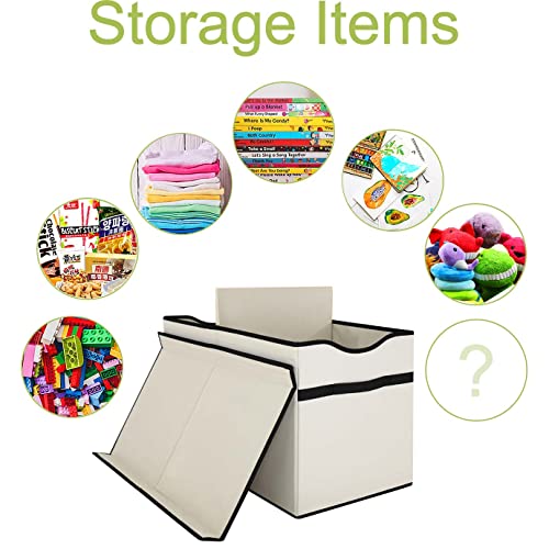 YOLOXO Toy Box Chest, Collapsible Sturdy Storage Bins with Lids, Extra Large Kids Toy Storage Organizer Boxes Bins Baskets for Kids, Boys, Girls, Nursery Room, Playroom, Closet (New Beige) - color: New Beige