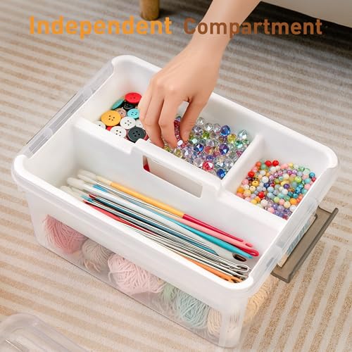 Citylife 17 QT Plastic Storage Bins Clear Storage Box with Removable Tray Stackable Latching Box with Handle for Oraganizing Tool, Craft, Office, Orange - size: 17 Qt- 1 Pack-H