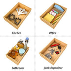 Utensil Organizer Silverware Drawer Organizer - Stackable Bamboo Flatware Caddy Cutlery Holder, Wooden Storage Boxes Tray for Bedroom,Office, Bathroom, Vanity & Garage Tool Organization(9"6"2.5") - size: 9x6x2.5inch