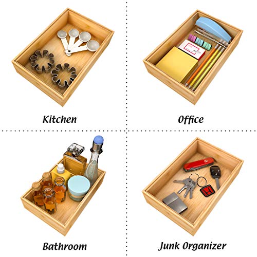 Utensil Organizer Silverware Drawer Organizer - Stackable Bamboo Flatware Caddy Cutlery Holder, Wooden Storage Boxes Tray for Bedroom,Office, Bathroom, Vanity & Garage Tool Organization(9"6"2.5") - size: 9x6x2.5inch
