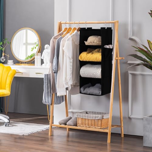 YOUDENOVA Hanging Closet Organizer, 4-Shelf Closet Hanging Storage Shelves, Black - color: Black, size: 4-SHELF