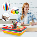 12 Pack Plastic Art Trays,6 Colors Serving Tray,Activity Crafts Organizer Tray for School Classroom DIY Projects,Home Organizing Supply,Painting,Jewelry,Beads