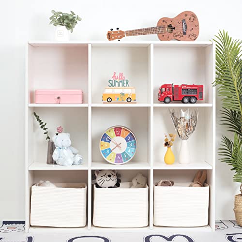 MINTWOOD Design 3-Pack Storage Baskets for Shelves, Playroom and Classroom, Book Basket, Decorative Cube Bins, Woven Closet Organizers, Baby Nursery Baskets, Creamy White - color: Creamy White