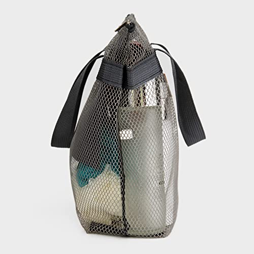 TOPASION Mesh Shower Caddy Bag Portable Hanging Toiletry and Bath Organizer with Zipper for Travel, Gym, Camping, College Dorms, Beach - color: 2 Pcs Grey