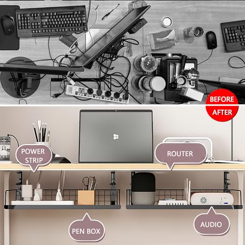Under Desk Cable Management Tray Cord Wire Shelf Organizer (Medium) - size: Medium