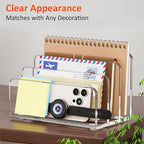 FUCDTEFC Desk Mail Organizer, 3 Section Clear Acrylic File Holder Letter Organizer, Vertical Lightweight Modern Envelope Holder Desk Accessories & Workspace Organizers for Office, Home, School - size: 3 Section Clear-L