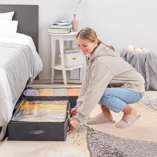 90L Under Bed Storage Containers, Closet Organizers and Storage Bins, Foldable Underbed Storage Bags for Blankets, Towels, Comforter, Sweaters, Linen Sheets, Wrapping Paper(Grey, 6 Pack) - size: 6 Pack