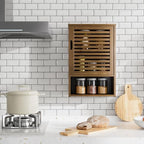HITNET Medicine Cabinet, Wall Hanging Cabinet with Adjustable Shelf, Bathroom Storage Organizer Over the Toilet with Single Door and Open Bottom Shelf, Walnut - color: Walnut