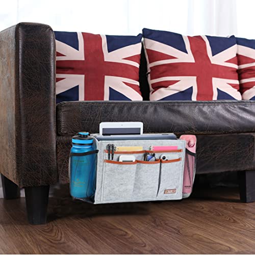 Zafit Bedside Caddy, Large Size Bedside Storage Organizer Bedside Organizer Caddy for Magazine Remotes Phone (13.4'' x 18.1'' Plus Size, Light Grey) - color: Light Grey, size: 13.4'' x 18.1'' Plus Size