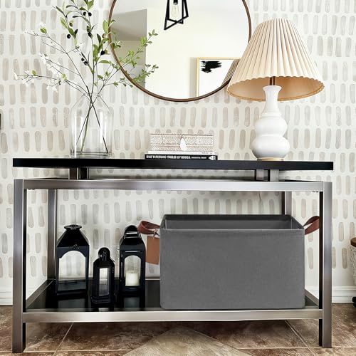 CHICVITA Storage Baskets for Shelves, Large Fabric Storage Bins with Metal Frame, Closet Organizer Bins for Living Room Bedroom, 16 ¾" L x 11" W x 9 ¾" H, Gray, 4-Pack - color: Grey 4-Pack, size: 16 ¾" L x 11" W x 9 ¾" H