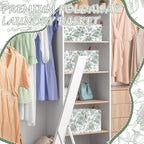 Boao 3 Pcs Sage Green Floral Storage Bin Collapsible Large Storage Baskets for Gifts Canvas Laundry Basket Foldable Box with Handle for Office Home Bedroom Clothes - style: Green Flower