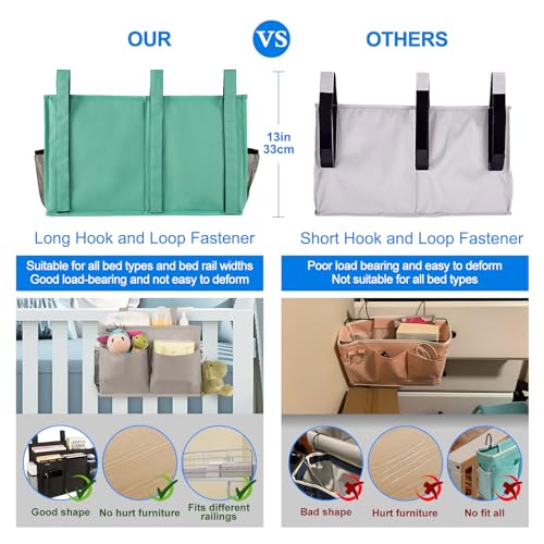 Surblue Caddy Hanging Organizer Bedside Storage Bag for Bunk and Hospital Beds, Teal, L - color: R-Teal, size: Large