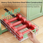 Pull out Cabinet Organizer, Stainless Steel 2-Pack Slide out Drawer with Silent Full-Extension Slides, Adhesive Roll out Can Spice Storage Basket Shelf Rack for Pantry, Kitchen, Bathroom, Home Closet