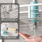 Shower Caddy Hanging, Never Rust Aluminum Shower Organizer, Over Showerhead No Drilling Shower Racks, with Soap Holder Multi Hooks Bathroom Storage for Shampoo Sponge,Silvery - color: Silvery