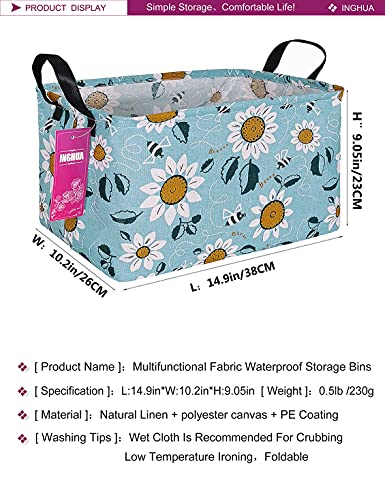 Rectangular Storage Basket Fabric Organizer Bin for Toys,Books,Clothes,Gifts,Pets-Perfect for Home,Office,Nursery,Dorm,Shelf(Rec Sunflower) - color: Rec Sunflower