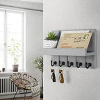 Rebee Vision Modern Farmhouse Decor Key Holder Wall Mount Combo - Stylish Key and Mail Holder for Wall with Drawer Organizer and Floating Shelves - Apartment Essentials for Home Decor (Gray)