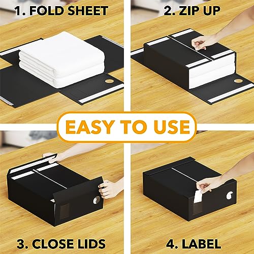 SpaceAid 6 Pack Bed Sheet Organizers and Storage, Foldable Sheet Organizer for Linen Closet, Sheets Set Folder Keeper with Window XL (Queen & King Size) Bedding Container, (Black, 6 Pack) - color: Black, size: 6 Pack