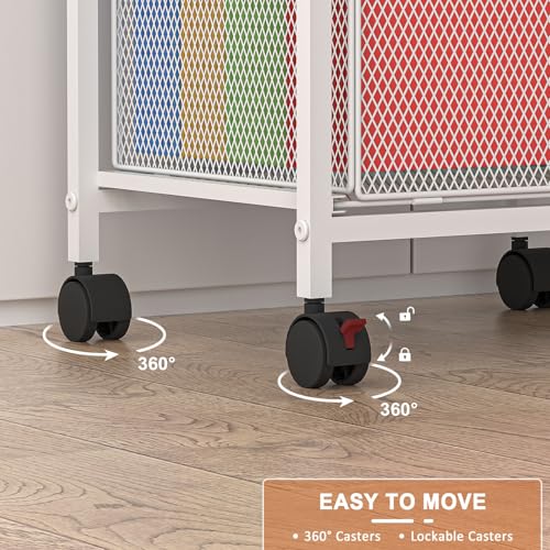 Tiaoheka Rolling File Cabinet with Adjustable Dividers, Mobile Filing Cabinet with Storage Drawer on Lockable Wheels, Hanging File Organizer Beside Under Desk for Office, Home, White（Patent Pending） - color: White, size: Small - File Cabinet